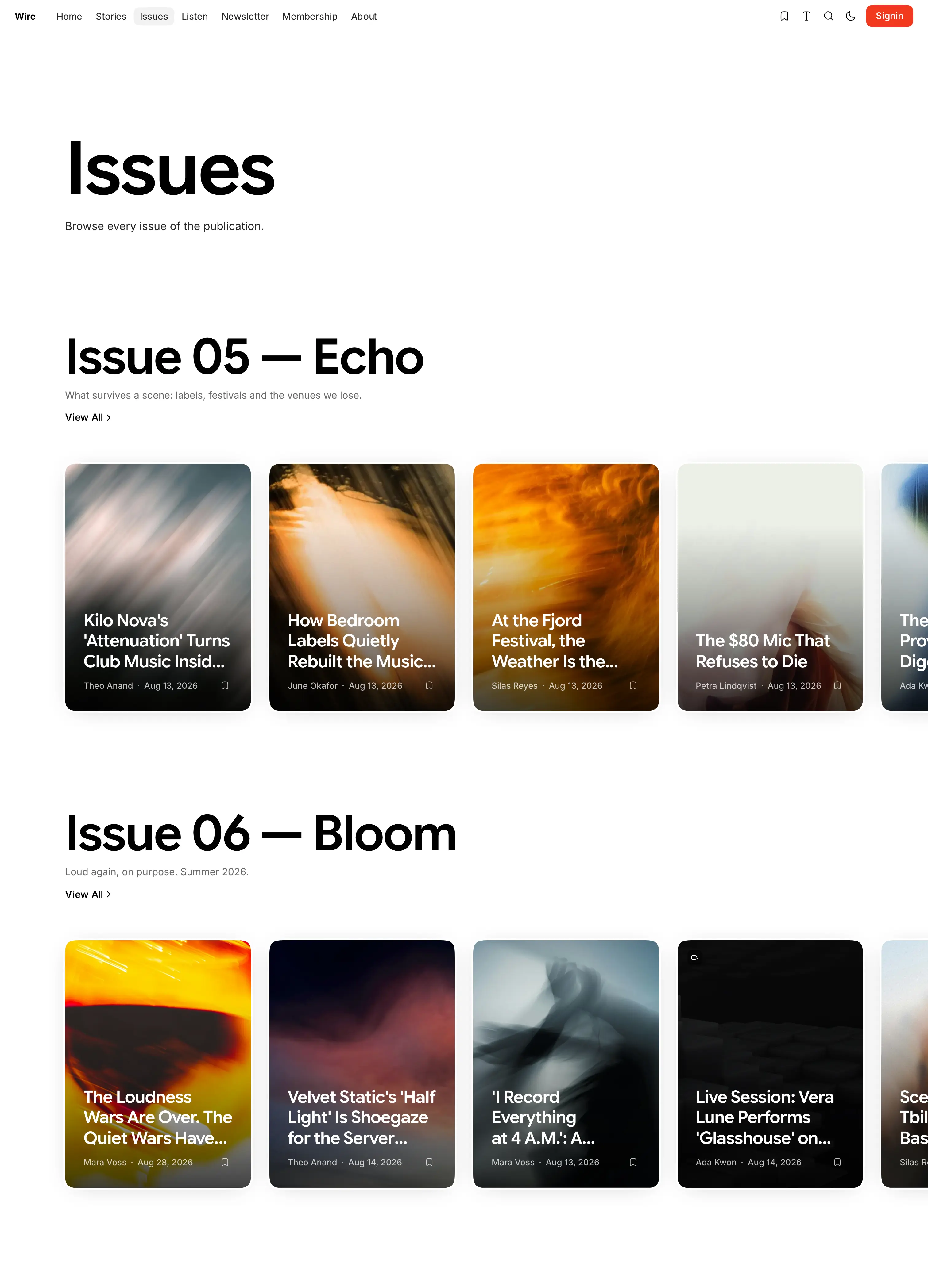 Wire — Issues and editions