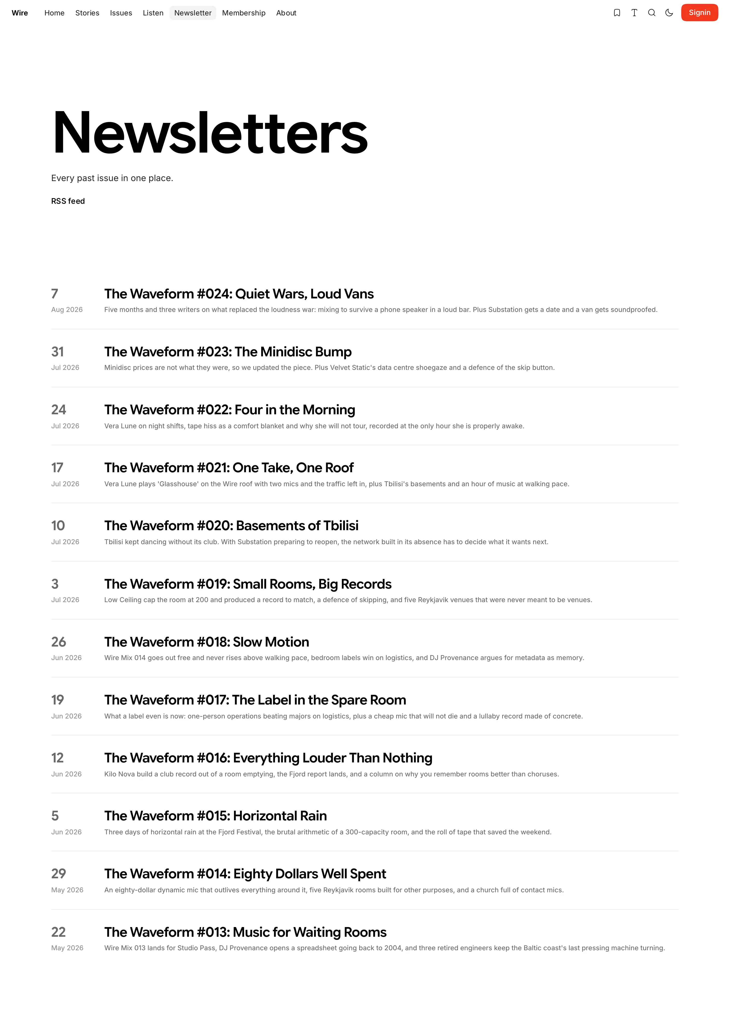 Wire — Newsletter archive